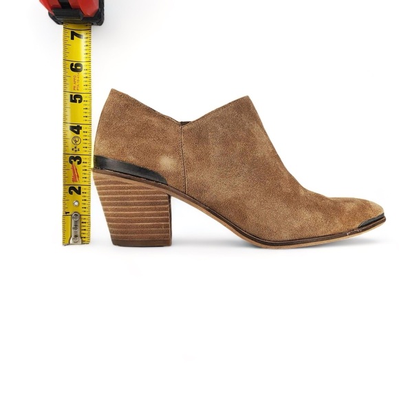 Lucky Brand Landrue Suede Leather Ankle Boots Brown Womens Size 8.5 Block Heels - Picture 11 of 11